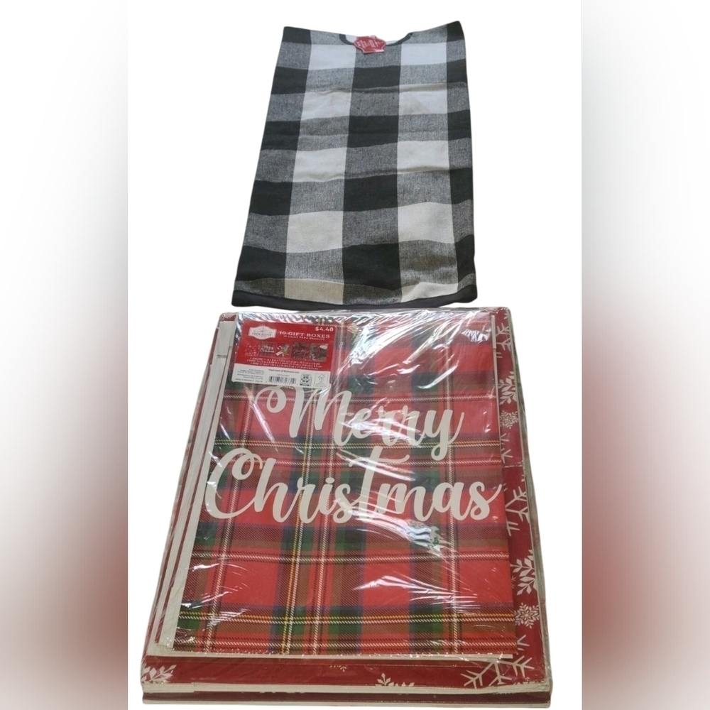 Holiday Time 48-inch tree skirt & 10 Holiday gift boxes